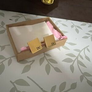 Gold Square Cufflinks with DC Initials